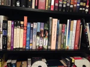 Her books take up almost all of a large shelf.
